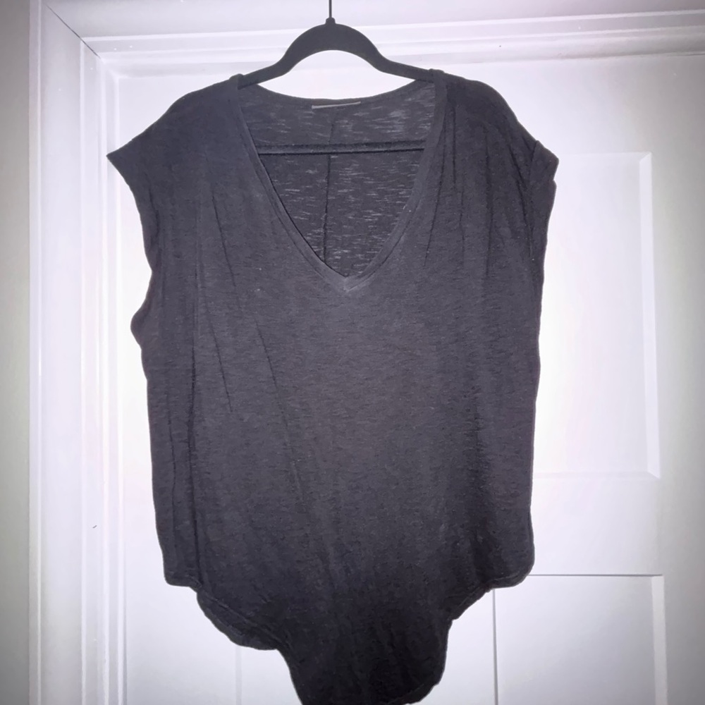 Jolie Black Relaxed Asymmetrical Muscle Tee
